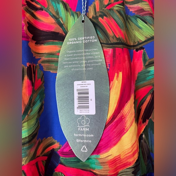 Farm Rio Blue Bananamix Puff Sleeve Midi Dress - Picture 4 of 8